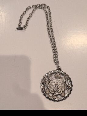 Vintage heraldic medallion pendant Coat Of Arms Necklace